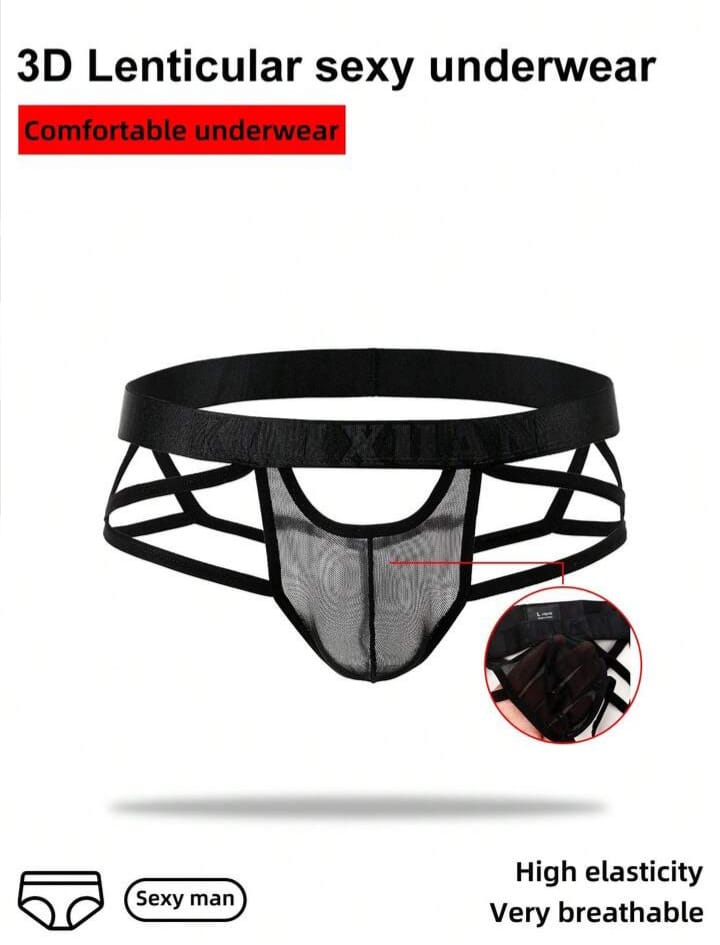 Men's Mesh Hollow Design G-String Underwear Crotchless Underwear Mesh Underwear